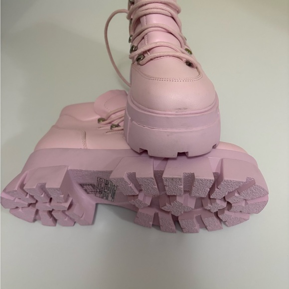 Forever 21 Pink Chunky Lace-Up Combat Boots - Picture 5 of 7